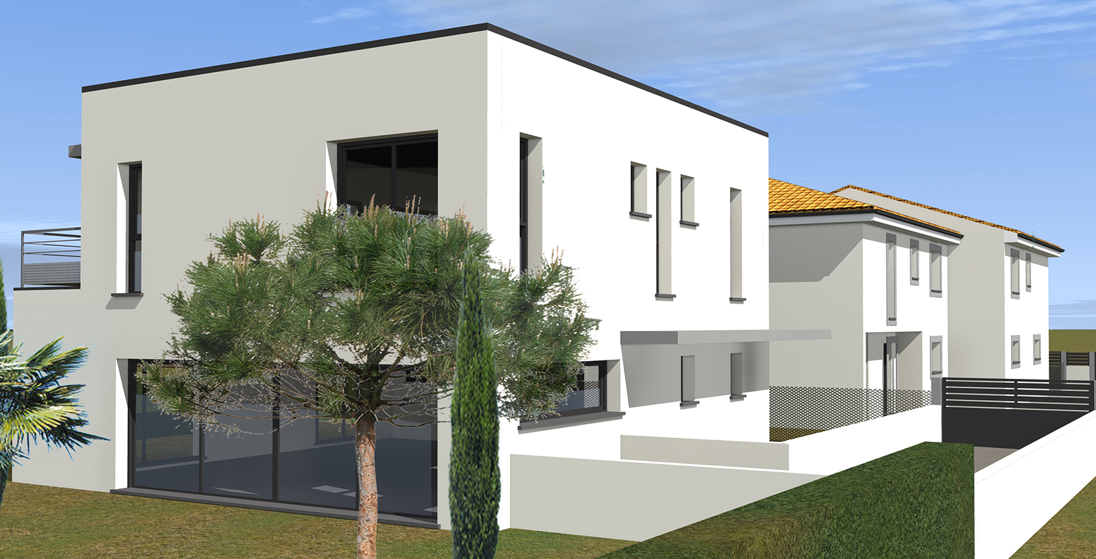construction de 3 maisons individuelles, mérignac, 2023 marie-pierre amar architecte