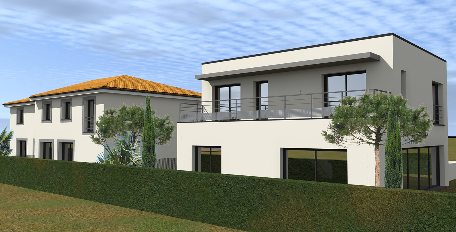 construction de 3 maisons individuelles, mérignac, 2023 marie-pierre amar architecte