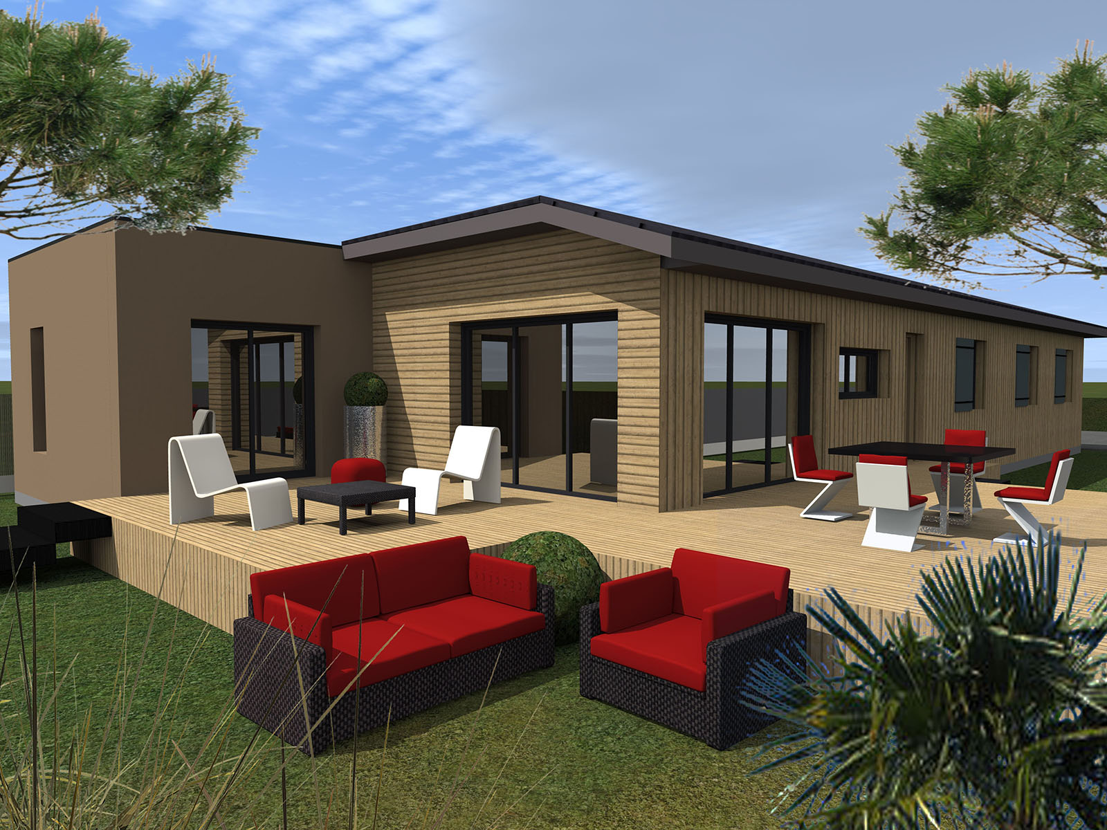 vue ensemble jardin, extension Maison Individuelle, Saint Medard en Jalles, 2020, marie-pierre amar architecte