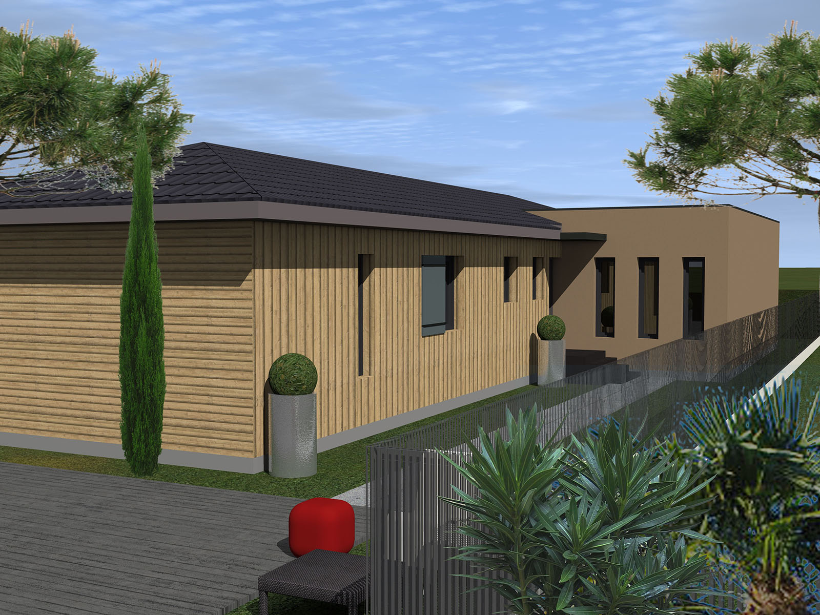 vue latérale, extension Maison Individuelle, Saint Medard en Jalles, 2020, marie-pierre amar architecte
