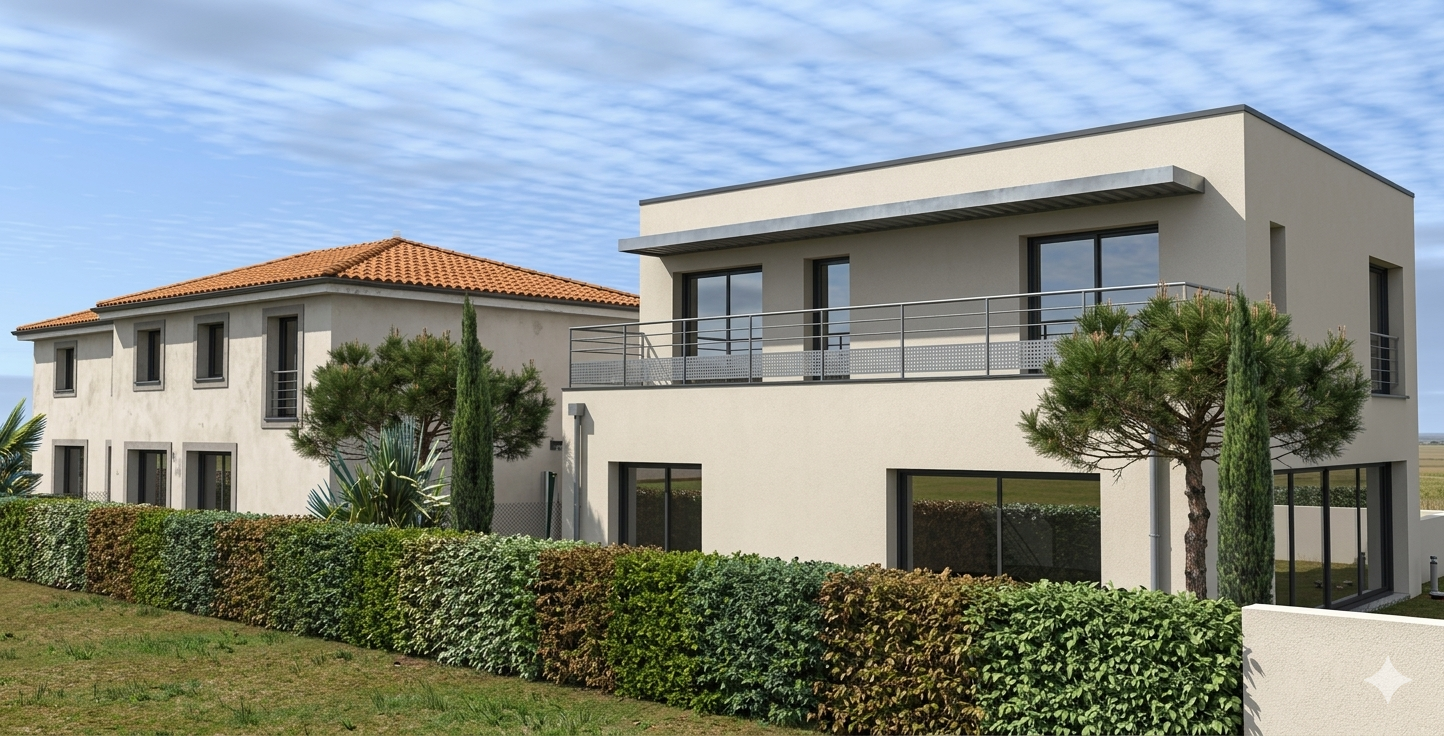 construction de 3 maisons individuelles, mérignac, 2023 marie-pierre amar architecte